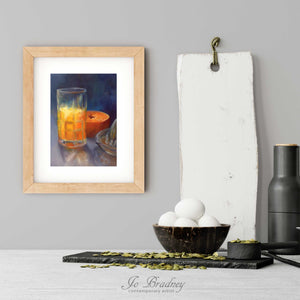 orange juice art print of breakfast oil painting for modern farmhouse kitchen decor