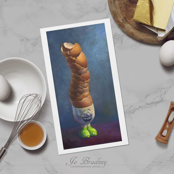 This funny egg art print makes a quirky gift for a baker who has everything. 