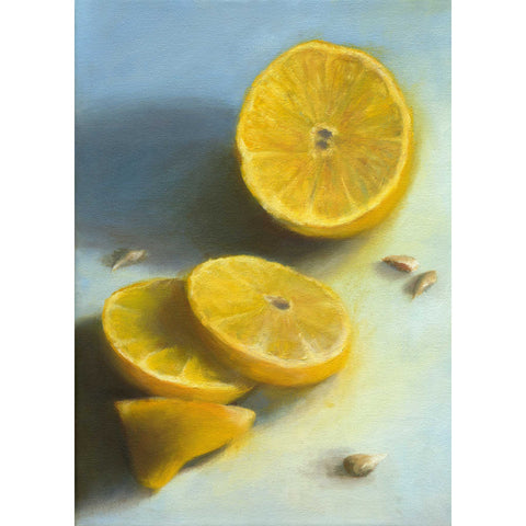 Lemon, Sliced - Citrus Fruit Art Print - oil painting by Jo Bradney of Galleria Fresco
