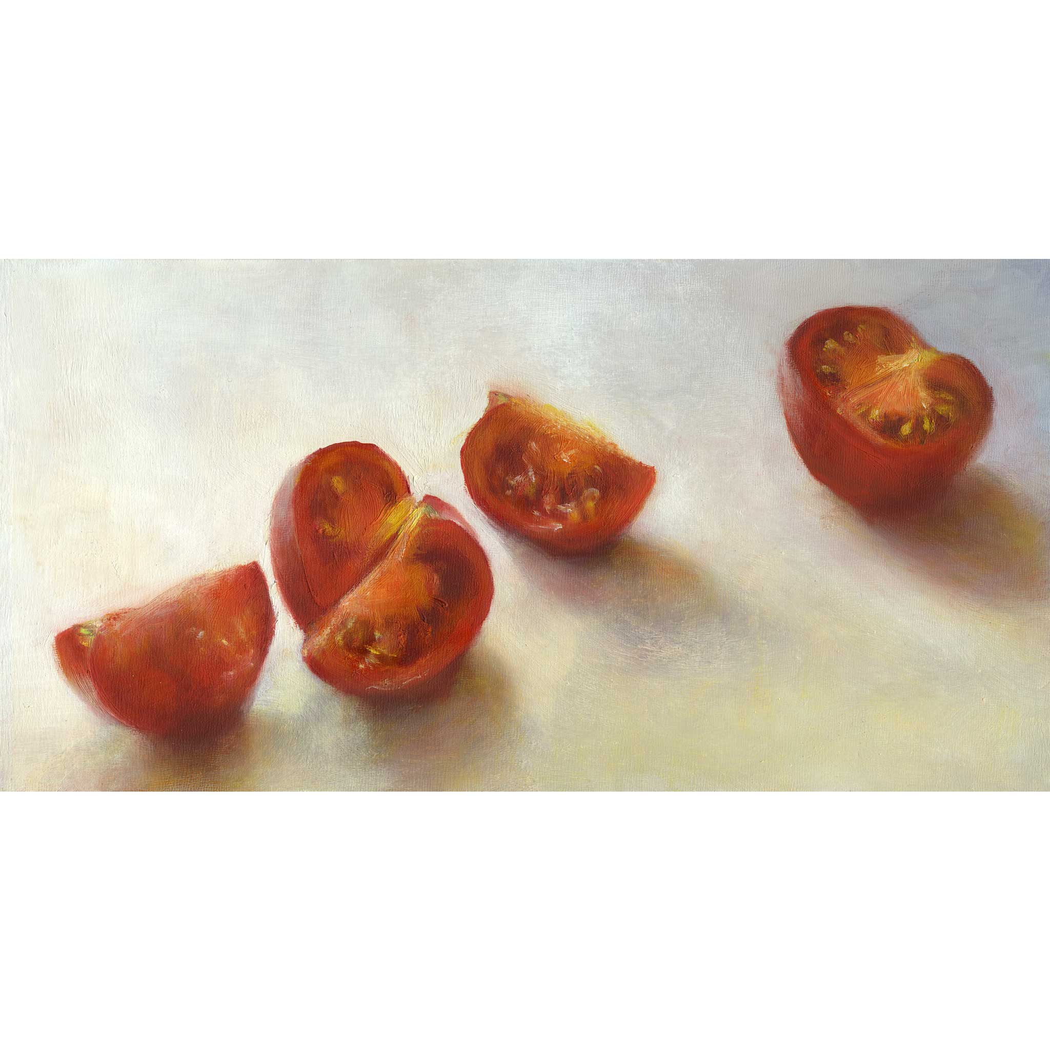 Tomatoes on the March - Archival Giclee Art Print - food still life oil painting by Jo Bradney of Galleria Fresco